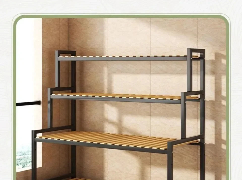 Multi-Layer Flower Rack Indoor And Outdoor Balcony Living Room Shelf With Wheel Floor Standing Storage Racks Metal Plant Stand