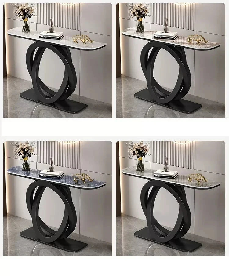 Luxurious Slate Console Tables Italian Semicircular Iron Entrance Cabinet Table Home Furniture Creative Corridor End View Desk T