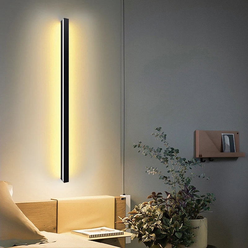 Modern LED Wall Lamp Indoor Minimalist Led Light Bedroom Bedside Long Strip Wall Sconces Living Room Home Light Fixture AC220V
