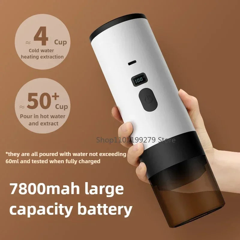 Portable Electric Coffee Maker 3-in-1 Capsule Coffee Grinder Travel Coffee Maker with Cordless Heating for Car and Home Camping