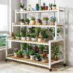 Multi-Layer Flower Rack Indoor And Outdoor Balcony Living Room Shelf With Wheel Floor Standing Storage Racks Metal Plant Stand