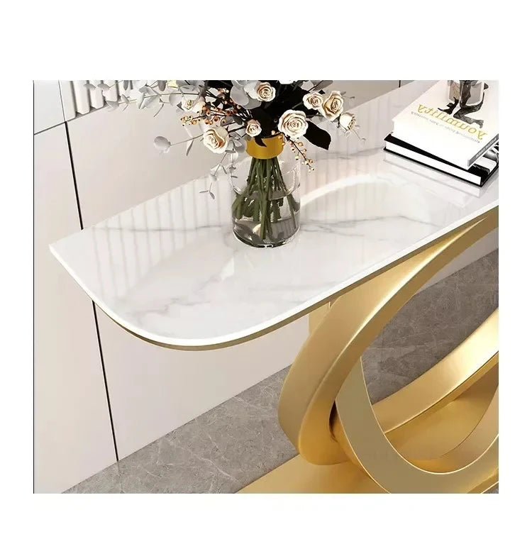 Luxurious Slate Console Tables Italian Semicircular Iron Entrance Cabinet Table Home Furniture Creative Corridor End View Desk T