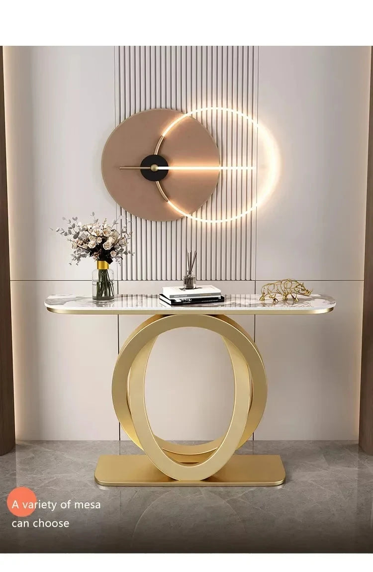 Luxurious Slate Console Tables Italian Semicircular Iron Entrance Cabinet Table Home Furniture Creative Corridor End View Desk T