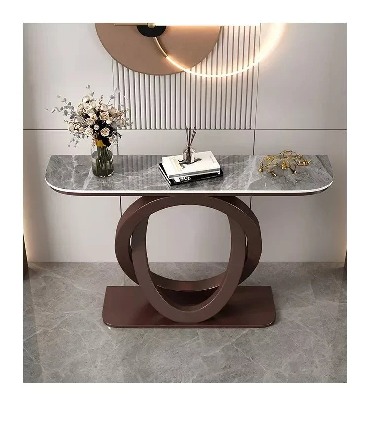 Luxurious Slate Console Tables Italian Semicircular Iron Entrance Cabinet Table Home Furniture Creative Corridor End View Desk T