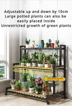 Multi-Layer Flower Rack Indoor And Outdoor Balcony Living Room Shelf With Wheel Floor Standing Storage Racks Metal Plant Stand