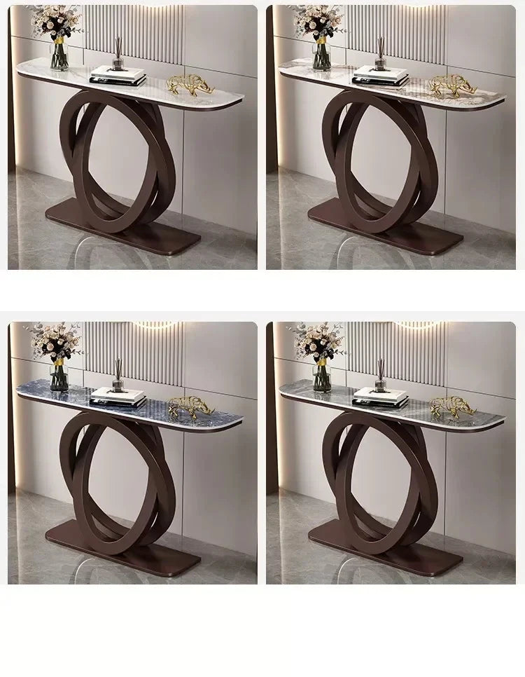 Luxurious Slate Console Tables Italian Semicircular Iron Entrance Cabinet Table Home Furniture Creative Corridor End View Desk T