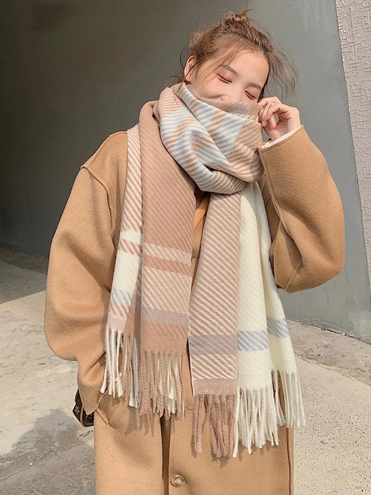 New Women Scarf Autumn Winter Vintage Preppy Style Plaid Wrap Scarve Pashmina Mujer Femme Foulard Bufanda Shawl Unisex Men