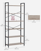 VASAGLE 6-Tier Tall Bookshelf, Large Bookcase, Steel Frame, Freestanding Shelf Unit for Living Room