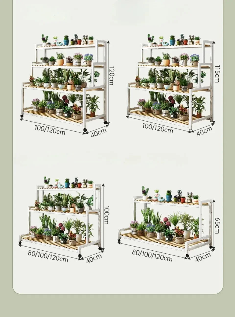 Multi-Layer Flower Rack Indoor And Outdoor Balcony Living Room Shelf With Wheel Floor Standing Storage Racks Metal Plant Stand