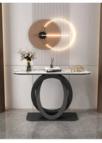 Luxurious Slate Console Tables Italian Semicircular Iron Entrance Cabinet Table Home Furniture Creative Corridor End View Desk T