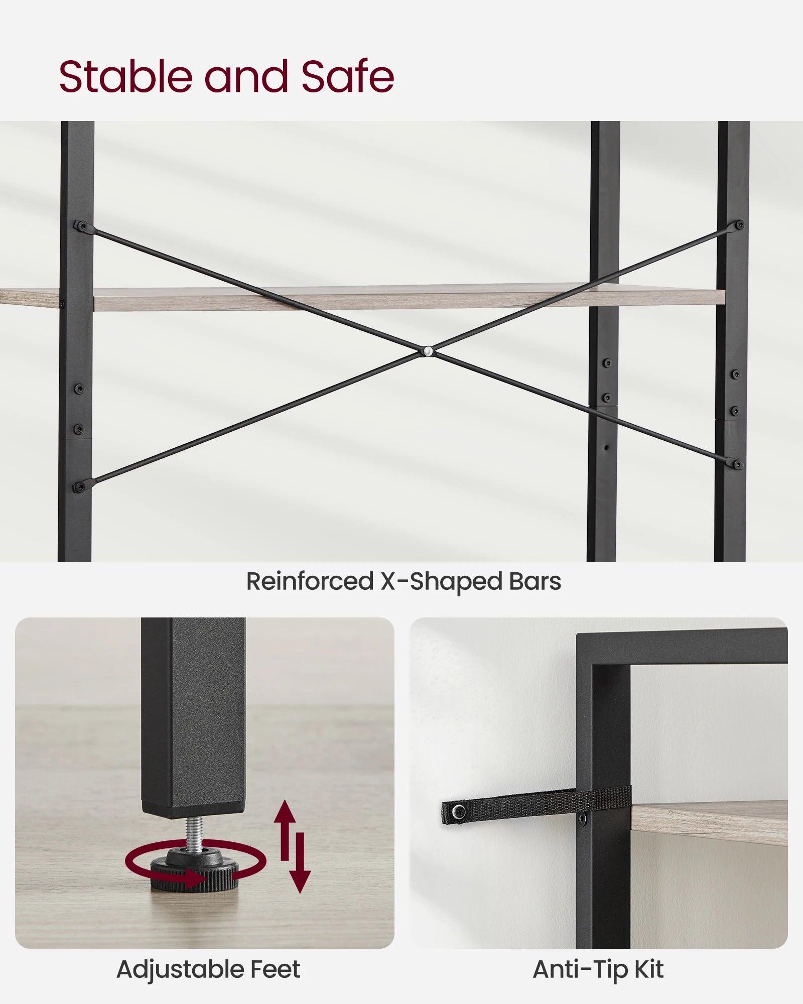 VASAGLE 6-Tier Tall Bookshelf, Large Bookcase, Steel Frame, Freestanding Shelf Unit for Living Room