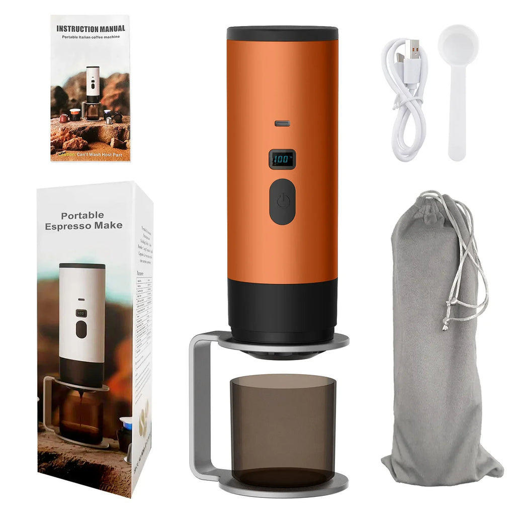 Portable Electric Coffee Maker 3-in-1 Capsule Coffee Grinder Travel Coffee Maker with Cordless Heating for Car and Home Camping