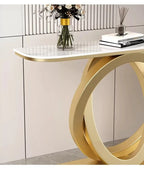 Luxurious Slate Console Tables Italian Semicircular Iron Entrance Cabinet Table Home Furniture Creative Corridor End View Desk T