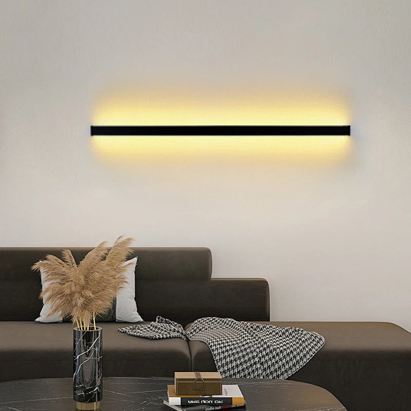 Modern LED Wall Lamp Indoor Minimalist Led Light Bedroom Bedside Long Strip Wall Sconces Living Room Home Light Fixture AC220V