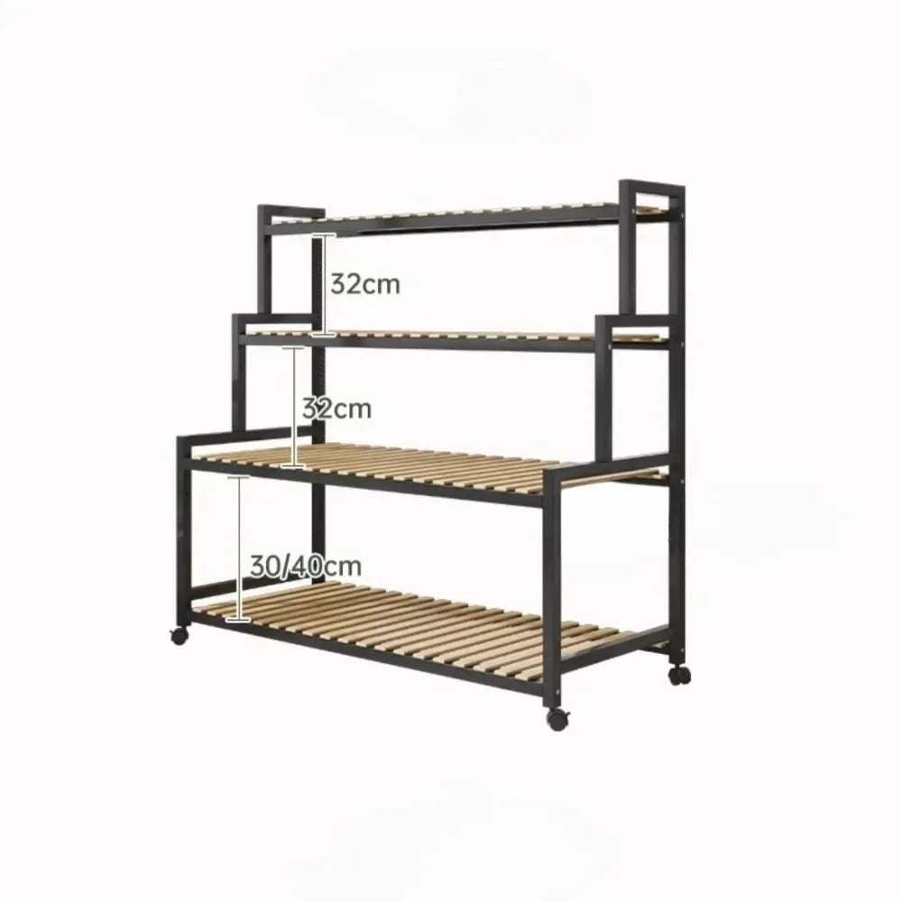 Multi-Layer Flower Rack Indoor And Outdoor Balcony Living Room Shelf With Wheel Floor Standing Storage Racks Metal Plant Stand