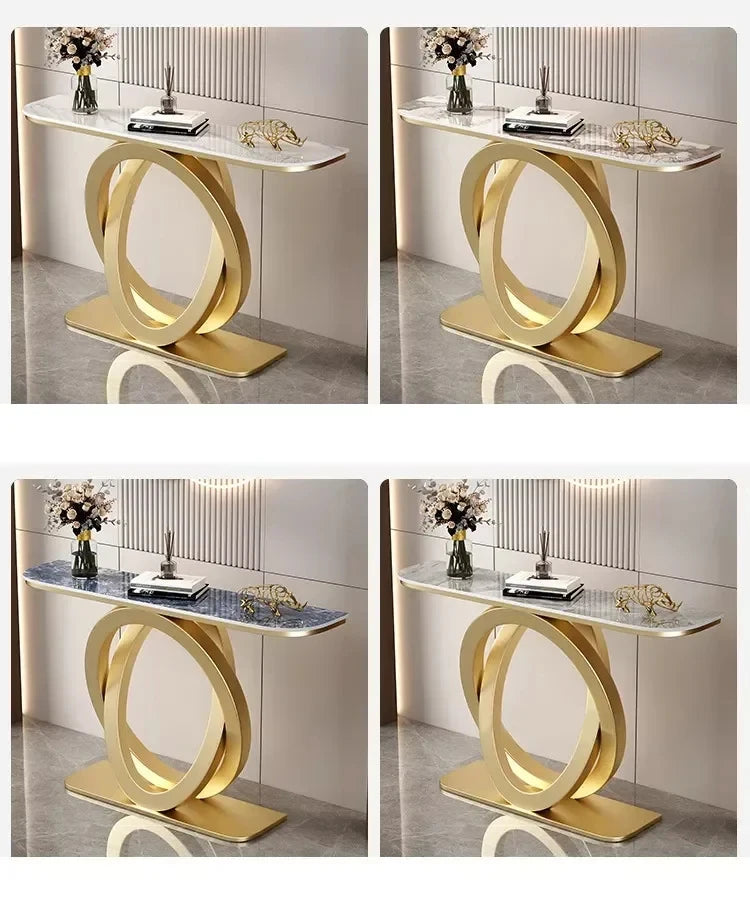 Luxurious Slate Console Tables Italian Semicircular Iron Entrance Cabinet Table Home Furniture Creative Corridor End View Desk T