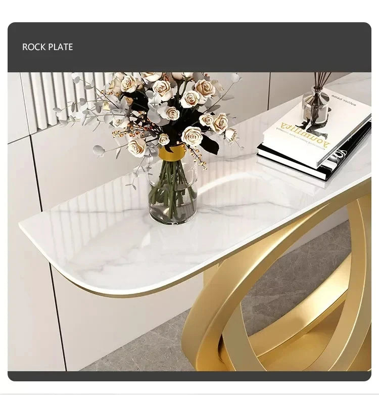 Luxurious Slate Console Tables Italian Semicircular Iron Entrance Cabinet Table Home Furniture Creative Corridor End View Desk T