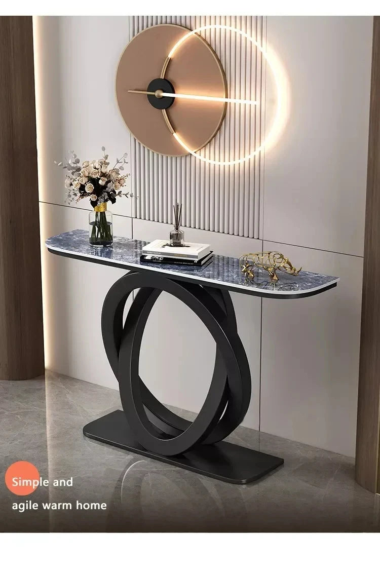 Luxurious Slate Console Tables Italian Semicircular Iron Entrance Cabinet Table Home Furniture Creative Corridor End View Desk T