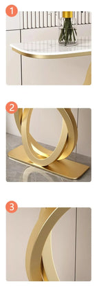 Luxurious Slate Console Tables Italian Semicircular Iron Entrance Cabinet Table Home Furniture Creative Corridor End View Desk T