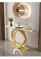 Luxurious Slate Console Tables Italian Semicircular Iron Entrance Cabinet Table Home Furniture Creative Corridor End View Desk T