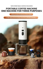 Portable Electric Coffee Maker 3-in-1 Capsule Coffee Grinder Travel Coffee Maker with Cordless Heating for Car and Home Camping