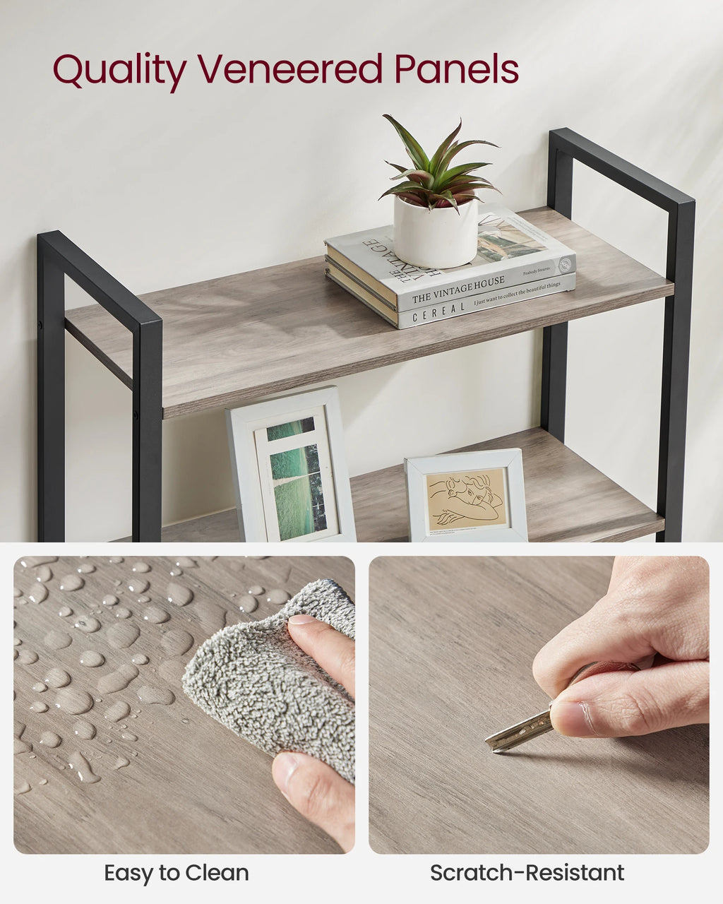 VASAGLE 6-Tier Tall Bookshelf, Large Bookcase, Steel Frame, Freestanding Shelf Unit for Living Room