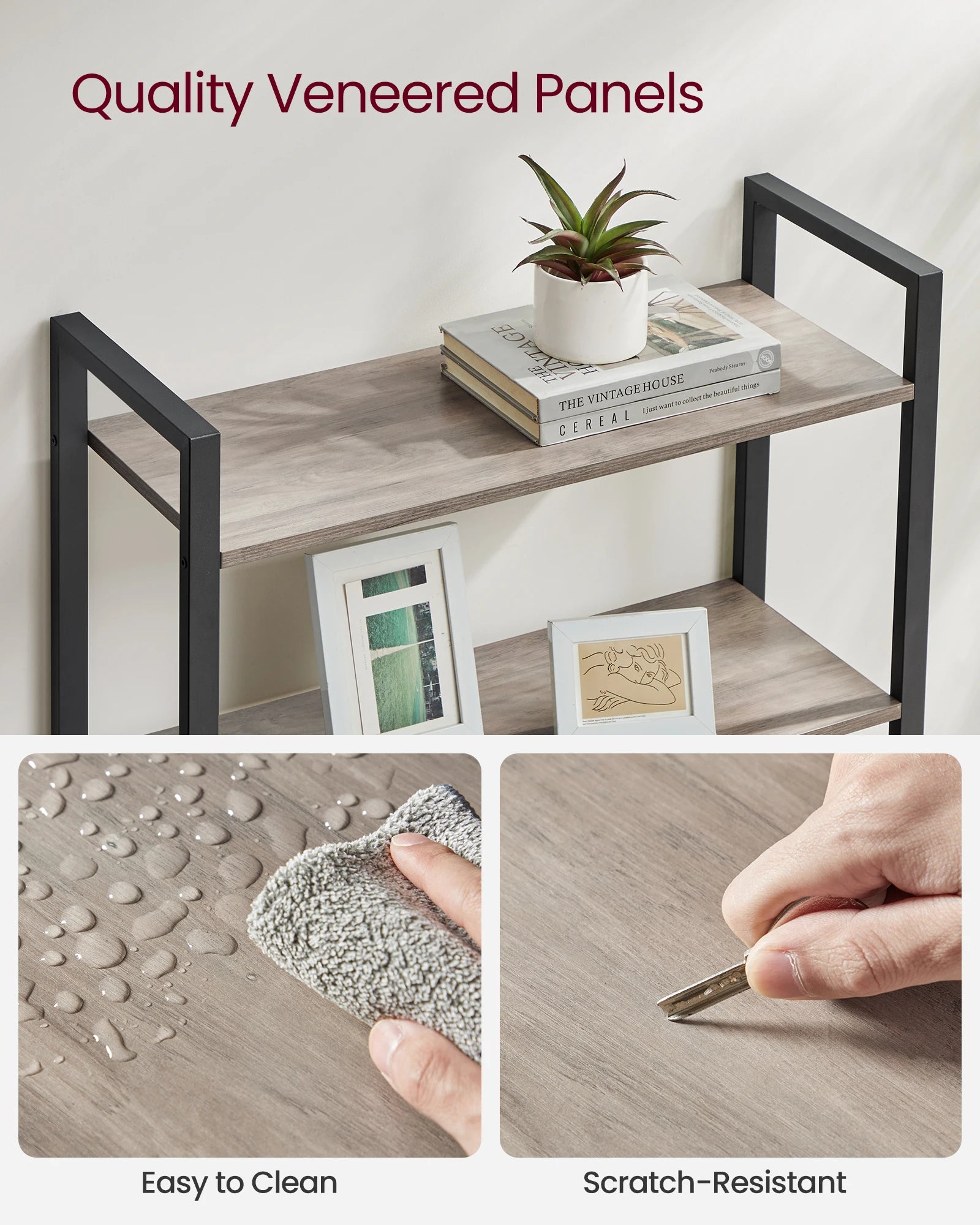 VASAGLE 6-Tier Tall Bookshelf, Large Bookcase, Steel Frame, Freestanding Shelf Unit for Living Room