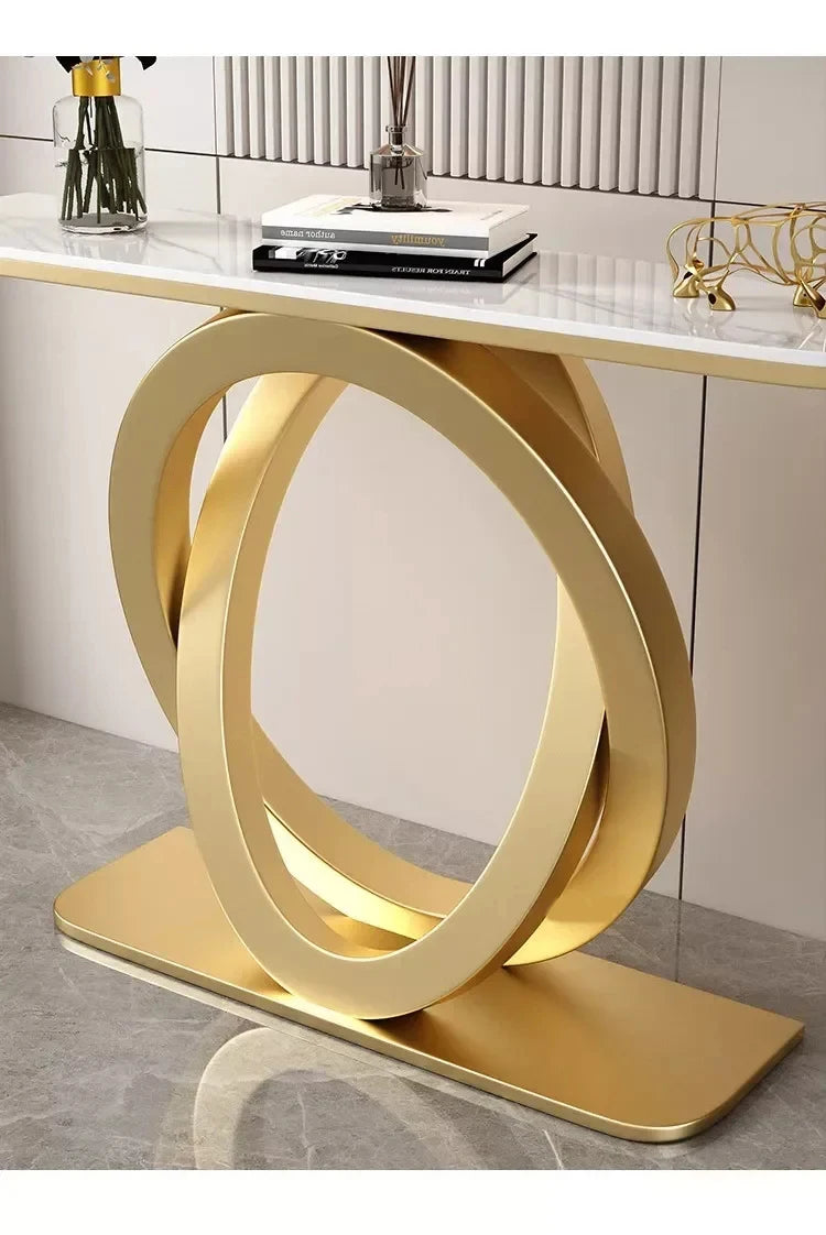 Luxurious Slate Console Tables Italian Semicircular Iron Entrance Cabinet Table Home Furniture Creative Corridor End View Desk T