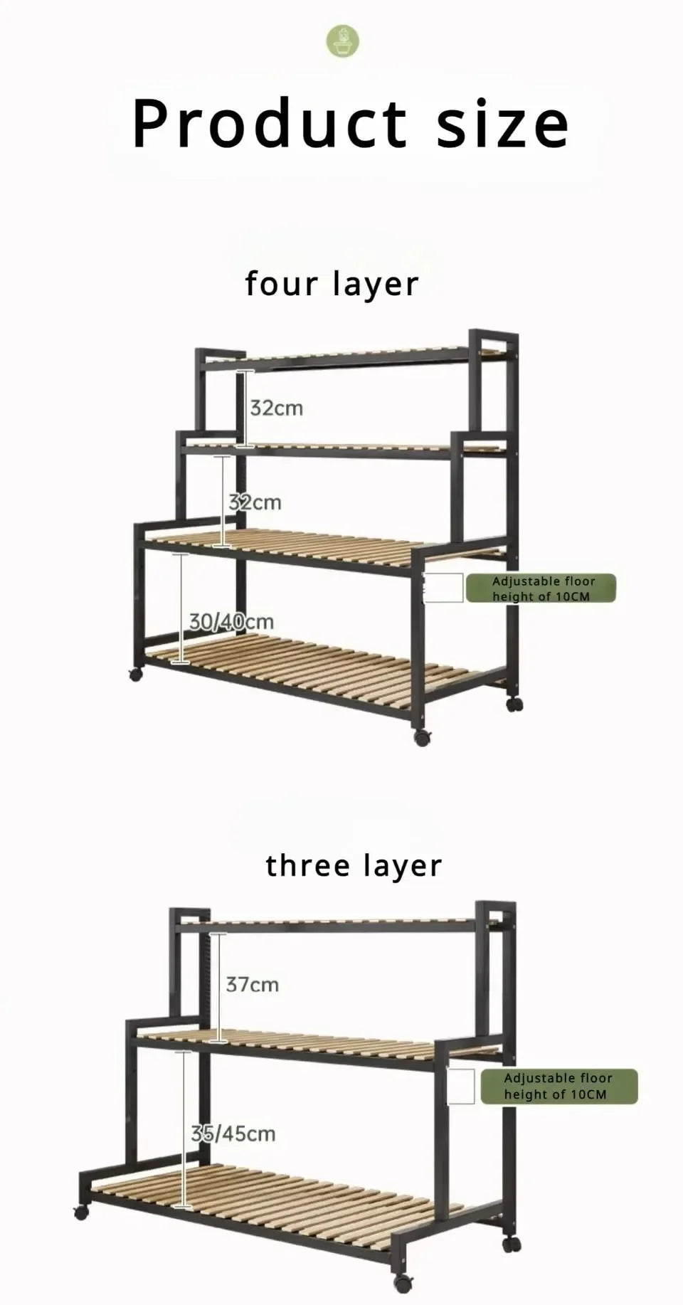 Multi-Layer Flower Rack Indoor And Outdoor Balcony Living Room Shelf With Wheel Floor Standing Storage Racks Metal Plant Stand