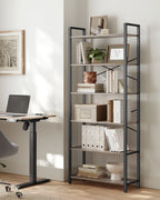 VASAGLE 6-Tier Tall Bookshelf, Large Bookcase, Steel Frame, Freestanding Shelf Unit for Living Room
