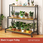 Multi-Layer Flower Rack Indoor And Outdoor Balcony Living Room Shelf With Wheel Floor Standing Storage Racks Metal Plant Stand