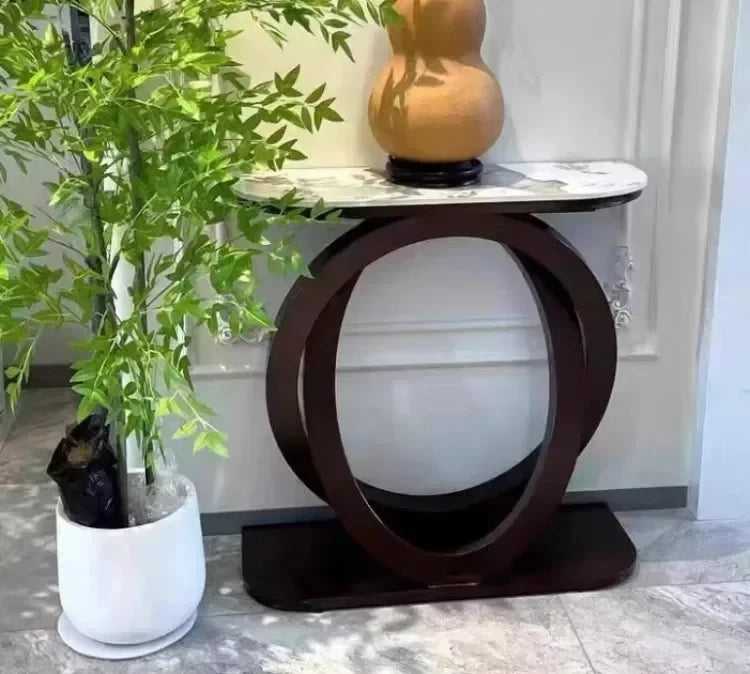 Luxurious Slate Console Tables Italian Semicircular Iron Entrance Cabinet Table Home Furniture Creative Corridor End View Desk T